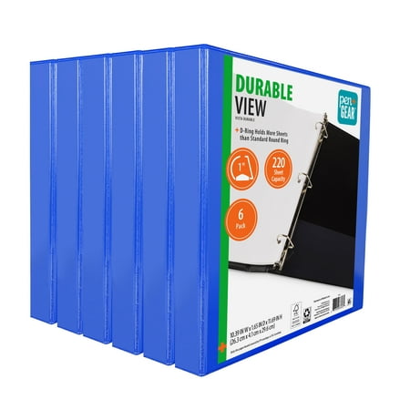 Pen + Gear 1-inch Durable Binder, Blue, 6 Pack