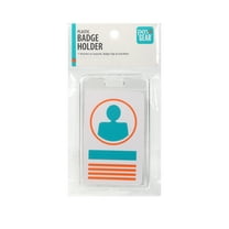 Pen+Gear 1 Pack Plastic Badge Holders, Clear ID Card Holders with Easy Access Vertical Plastic Case Hard Card Protector for Office School IDs Credit Cards Proximity Key