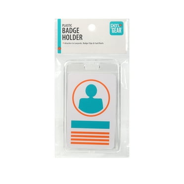 Pen+Gear 1 Pack Plastic Badge Holders, Clear ID Card Holders with Easy Access Vertical Plastic Case Hard Card Protector for Office School IDs Credit Cards Proximity Key