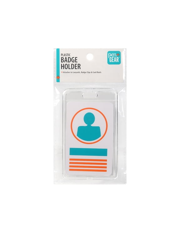 1 Pack Plastic Badge Holders, Clear ID Card Holders with Easy Access Vertical Plastic Case Hard Card Protector for Office School IDs Credit Cards Proximity Key