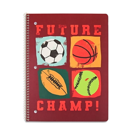 Pen + Gear 1-Subject Notebook, 10.5" x 8", Wide Ruled, 80 Sheets, Future Champ Red