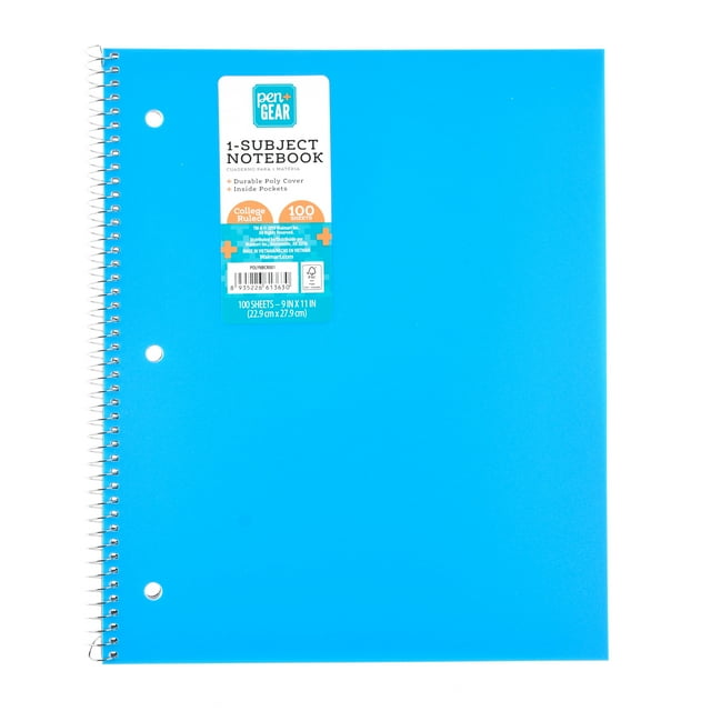 Pen + Gear 1Subject Notebook, College Ruled, 100 Sheets, Blue
