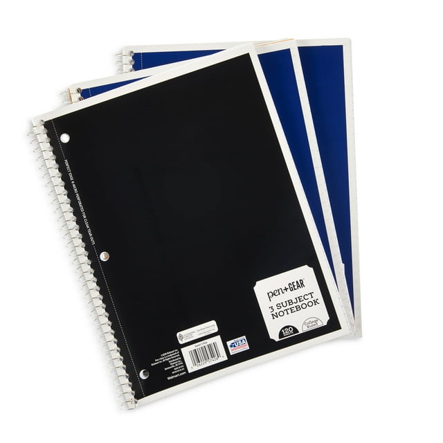 Pen+Gear 1Subject Notebook, College Ruled, 120 Sheets, 3 Pack