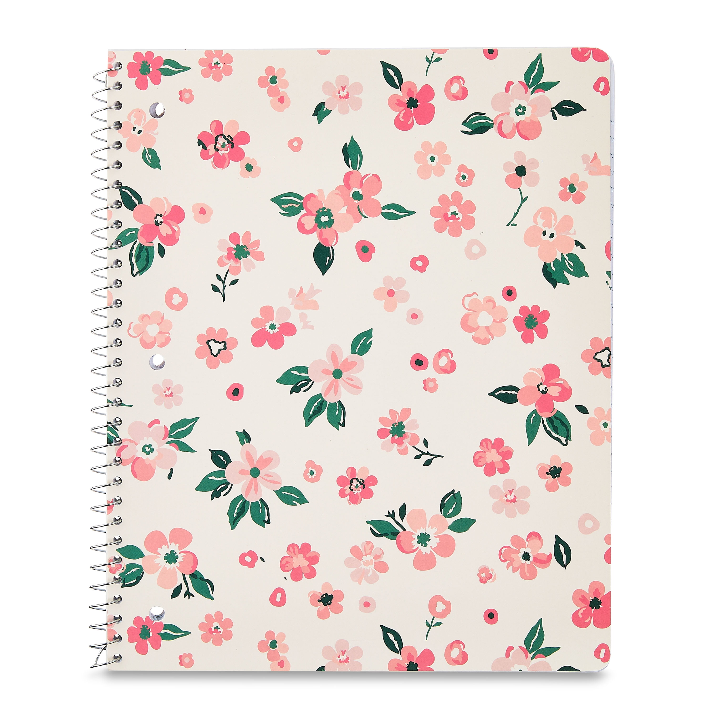 Pen+Gear Wide Ruled 1-Subject Notebook, 8.5" x 10.5", Pink Floral, 80 Sheets