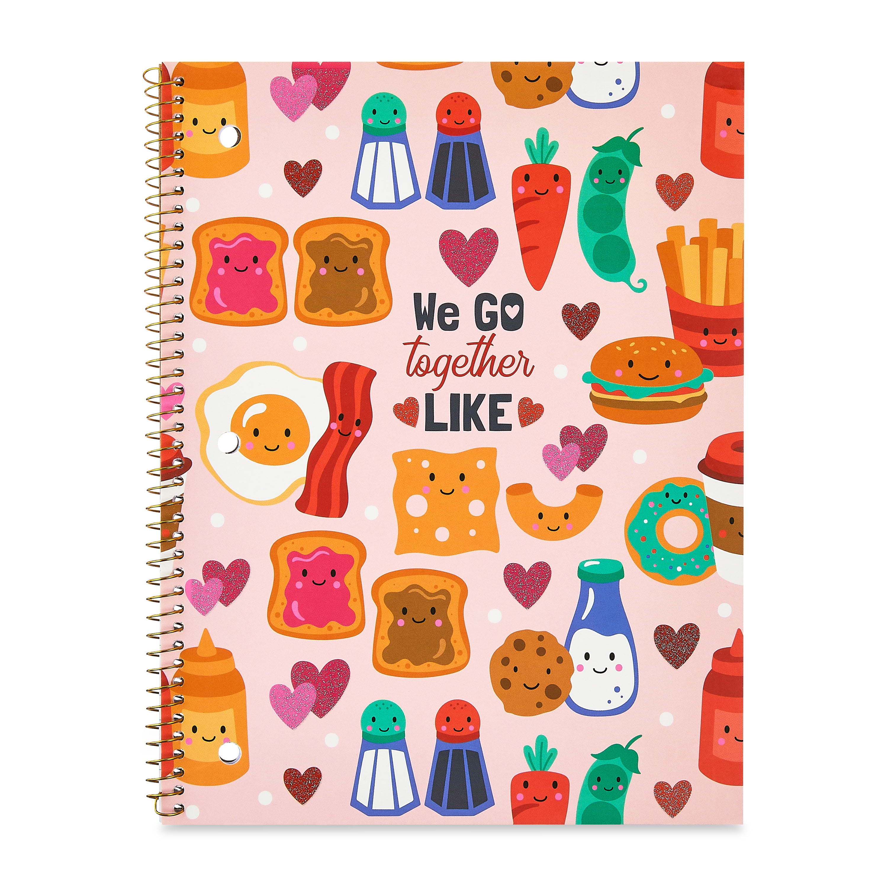 Pen+Gear 1 Subject Notebook, Wide Ruled 8" x 10.5", Multicolor Food Pairings, 70 Sheets