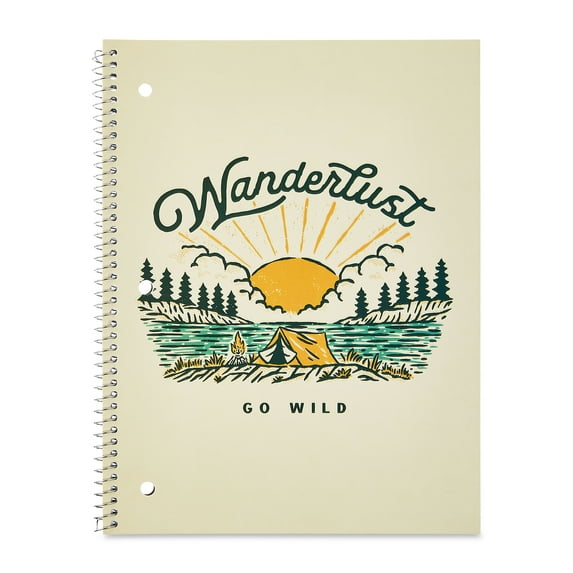 Pen+Gear 1 Subject Notebook, Wide Ruled 8" x 10.5", Multicolor Wanderlust, 80 Sheets