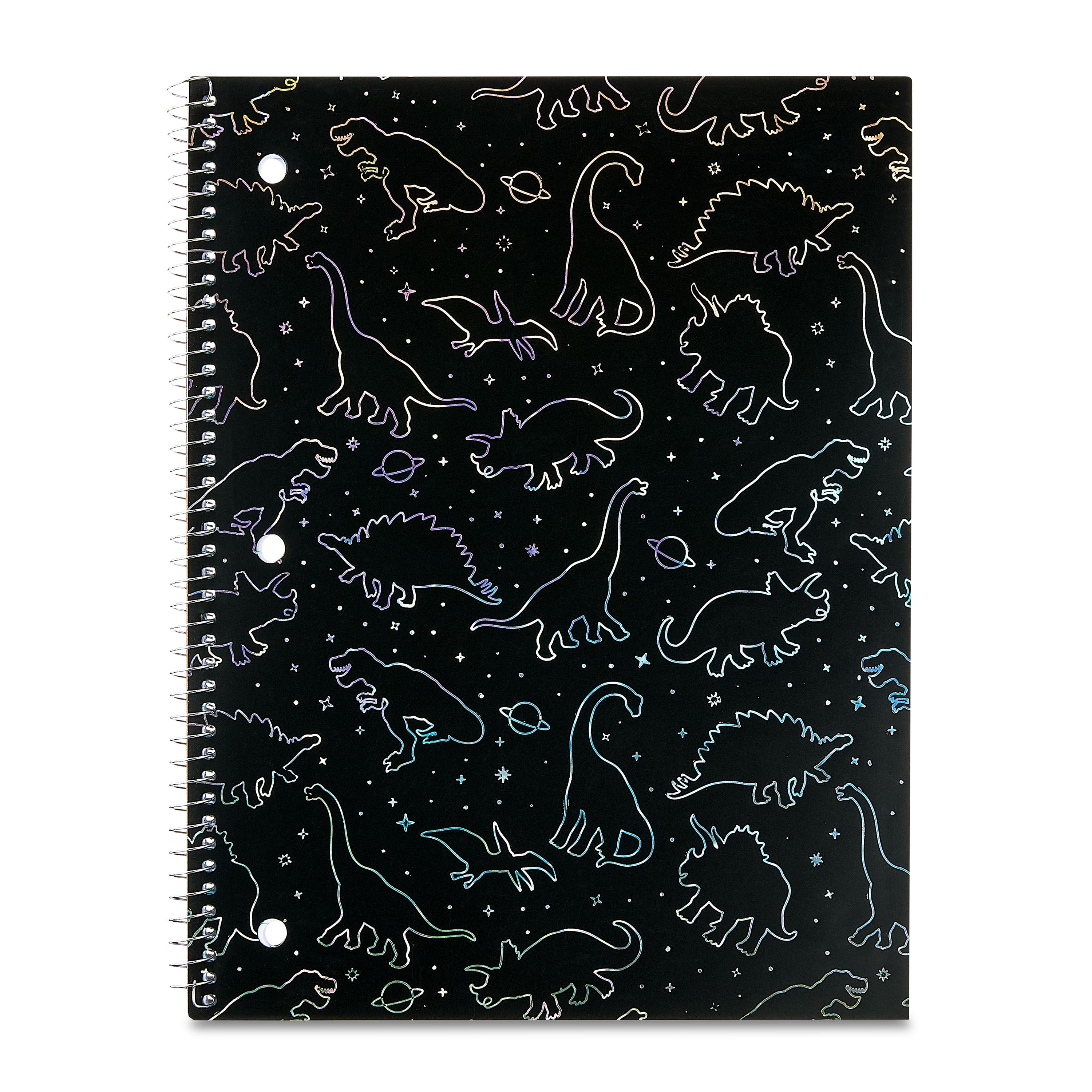 Pen+Gear 1 Subject Poly Notebook, Wide Ruled, 8" x 10.5", Multicolor Space and Dinosaurs, 70 Sheets