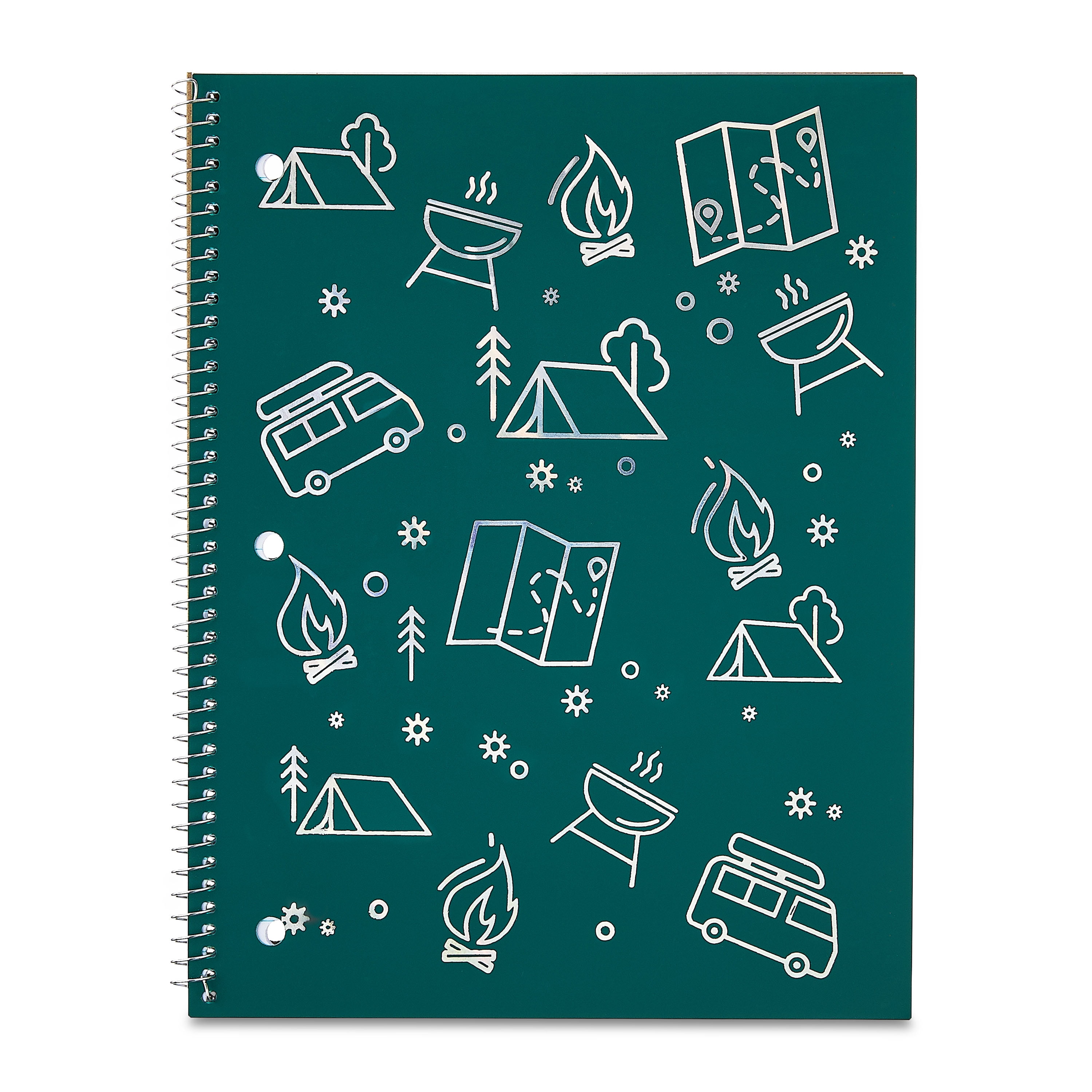 Pen+Gear 1 Subject Notebook, Wide Ruled, 8" x 10.5", Green Poly, Outdoor Icons, 70 Sheets