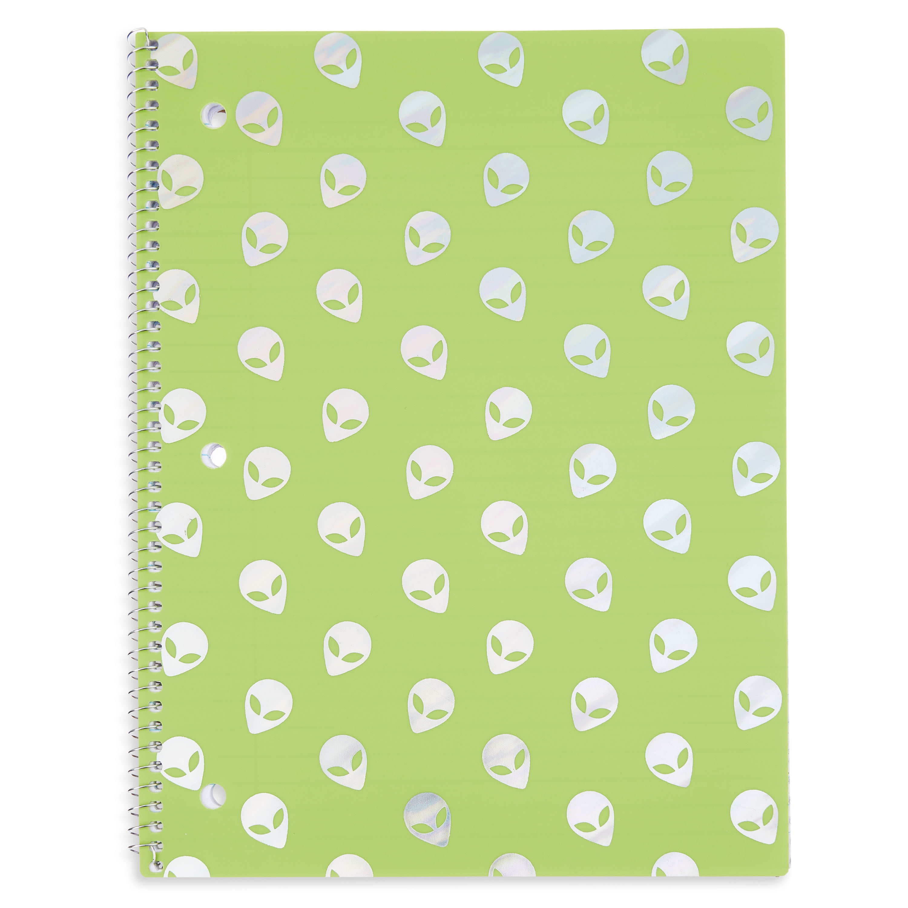 Pen+Gear 1Subject Poly Notebook, Wide Ruled, 80 Sheets, Green Aliens