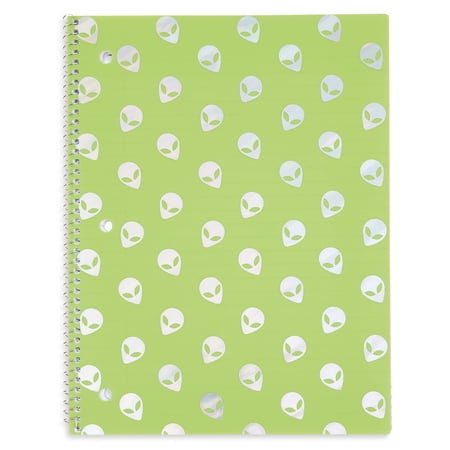 Pen+Gear 1-Subject Poly Notebook, Wide Ruled, 80 Sheets, Green Aliens