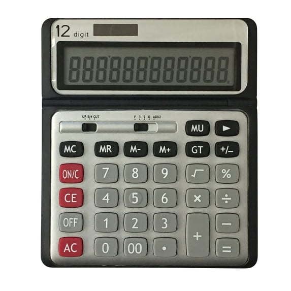 Pen+Gear 12 Digit Large Display Desktop Calculator, Gray, Office, Elementary school, middle school