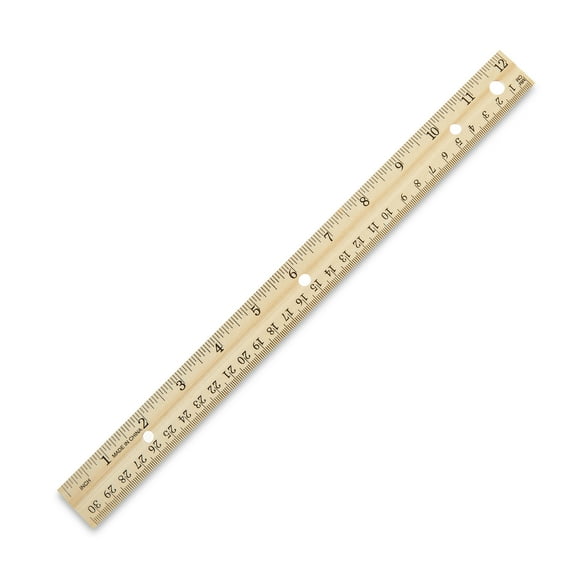 Pen + Gear 12" Wood Ruler (0.05lb), Ideal for Elementary School to High School Educational Level