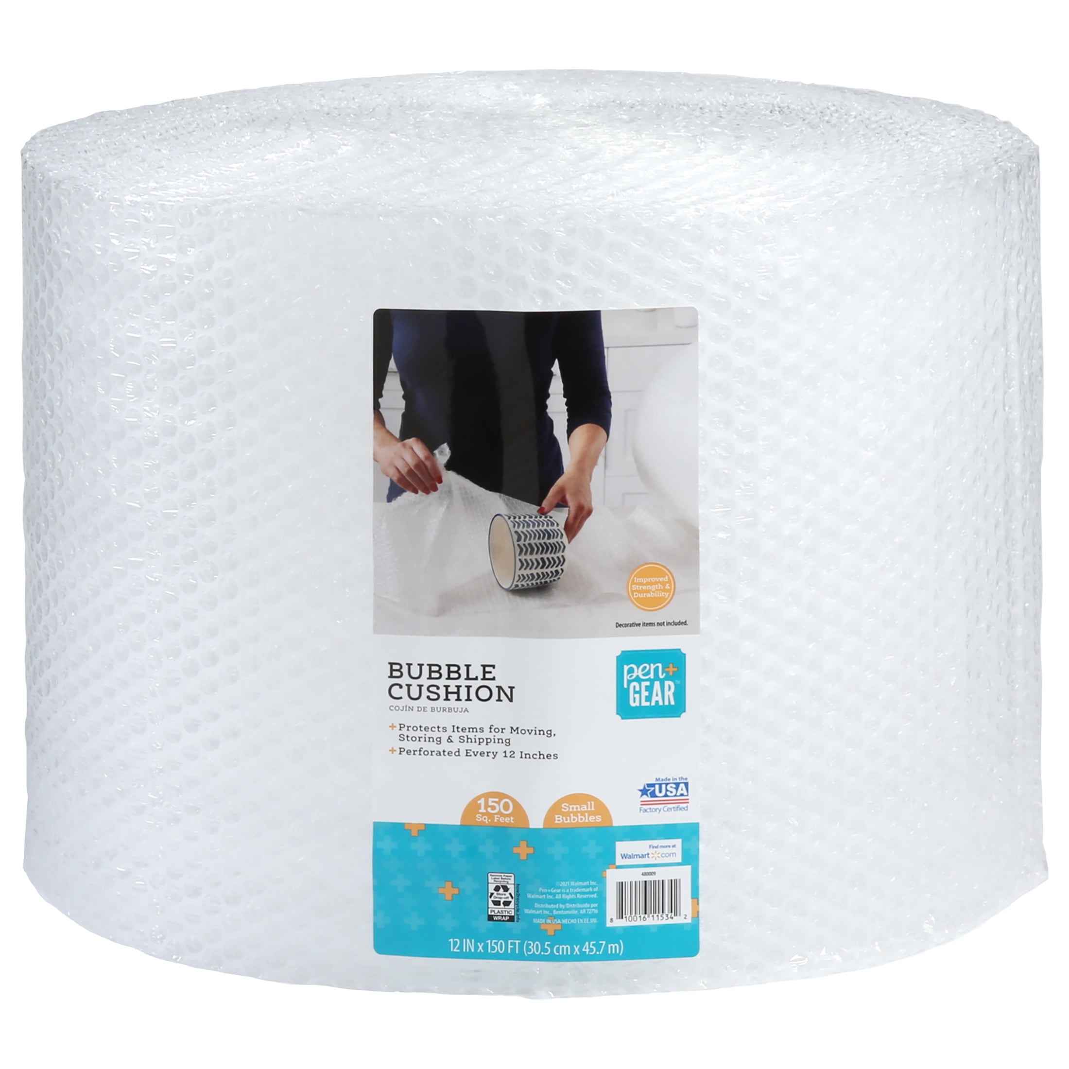 DFEND Brand, 12 in. x 250 ft. Bubble Cushion Roll, Bubble Wrap, Clear, 1  Roll Model # DF1001 