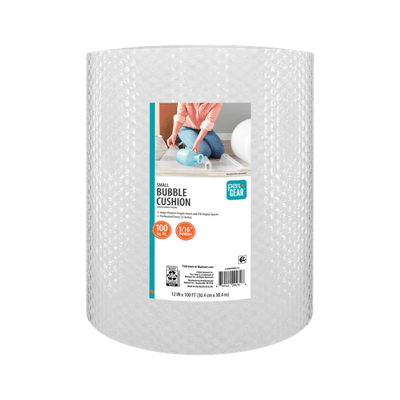 Pen+Gear 12" x 100' 3/16" Bubble Wrap Roll, Small Bubbles