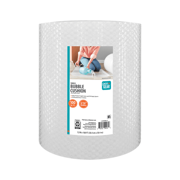 Pen+Gear 12" x 100' 3/16" Bubble Wrap Roll, Small Bubbles