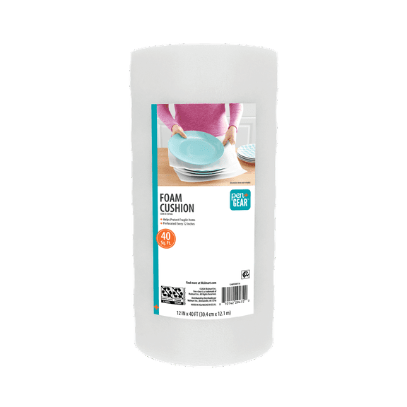 Pen+Gear 12" x 40' Foam Cushioning Roll, White, 1-Roll