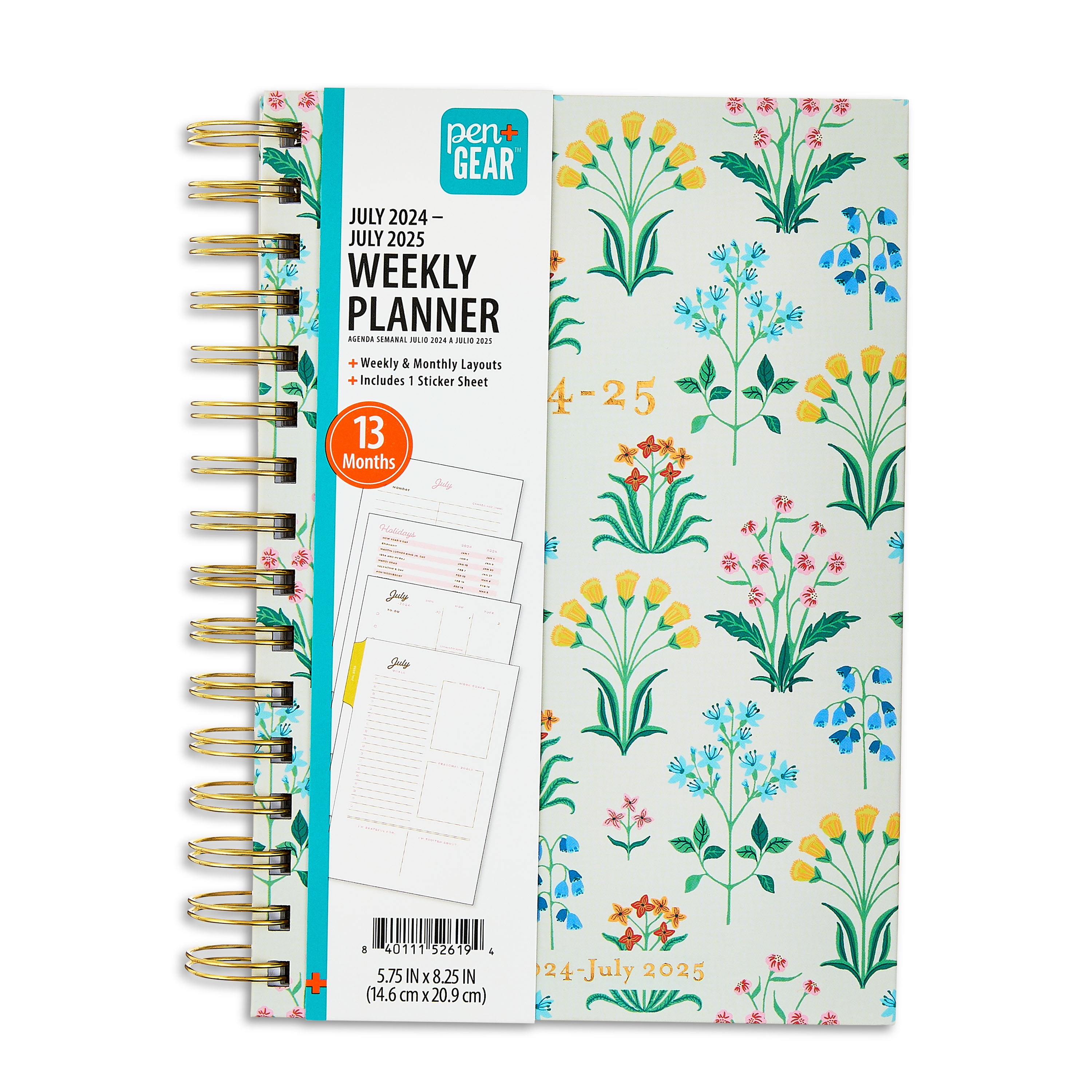 Pen+Gear 13Month Weekly Planner, Curated Cottage Beige Floral, 5.75" x