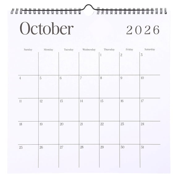 Pen+Gear 15-Month Wall Calendar, 12" x 12", Black and White, October 2026-December 2027