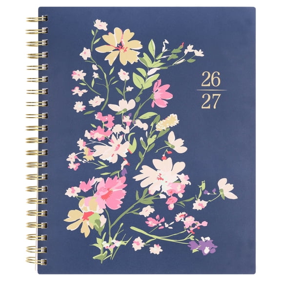 Pen+Gear 15-Month Weekly Spiral Bound Planner, Large (9"x11"), Indigo Sky Floral, October 2026-December 2027