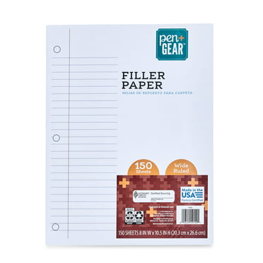 Pen+Gear 150ct Filler Paper Wide Ruled, 10.5 x 8, 59150