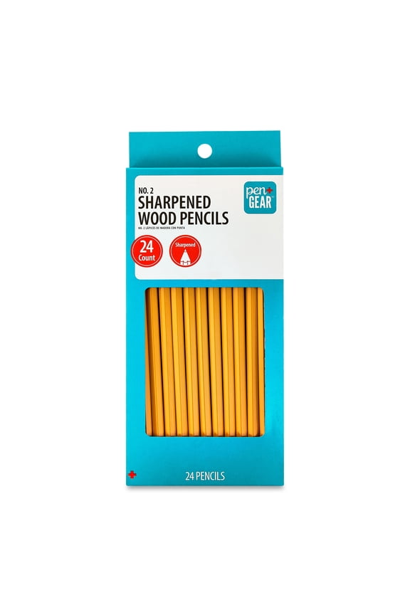 #2 HB Sharpened Wood Pencils, Yellow, 24 Count