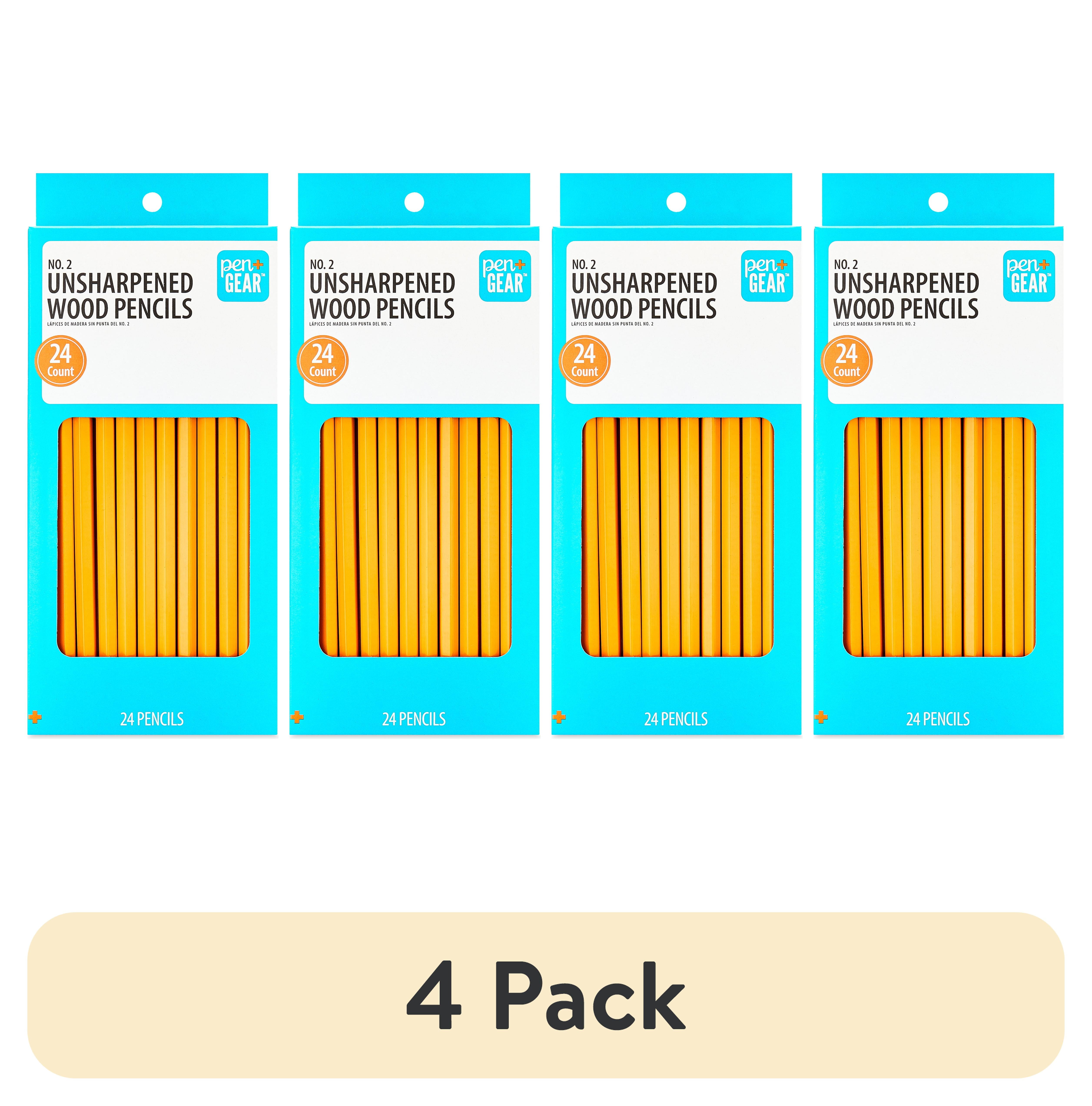 (4 pack) Pen+Gear #2 HB Unsharpened Wood Pencils, Yellow, 24 Count