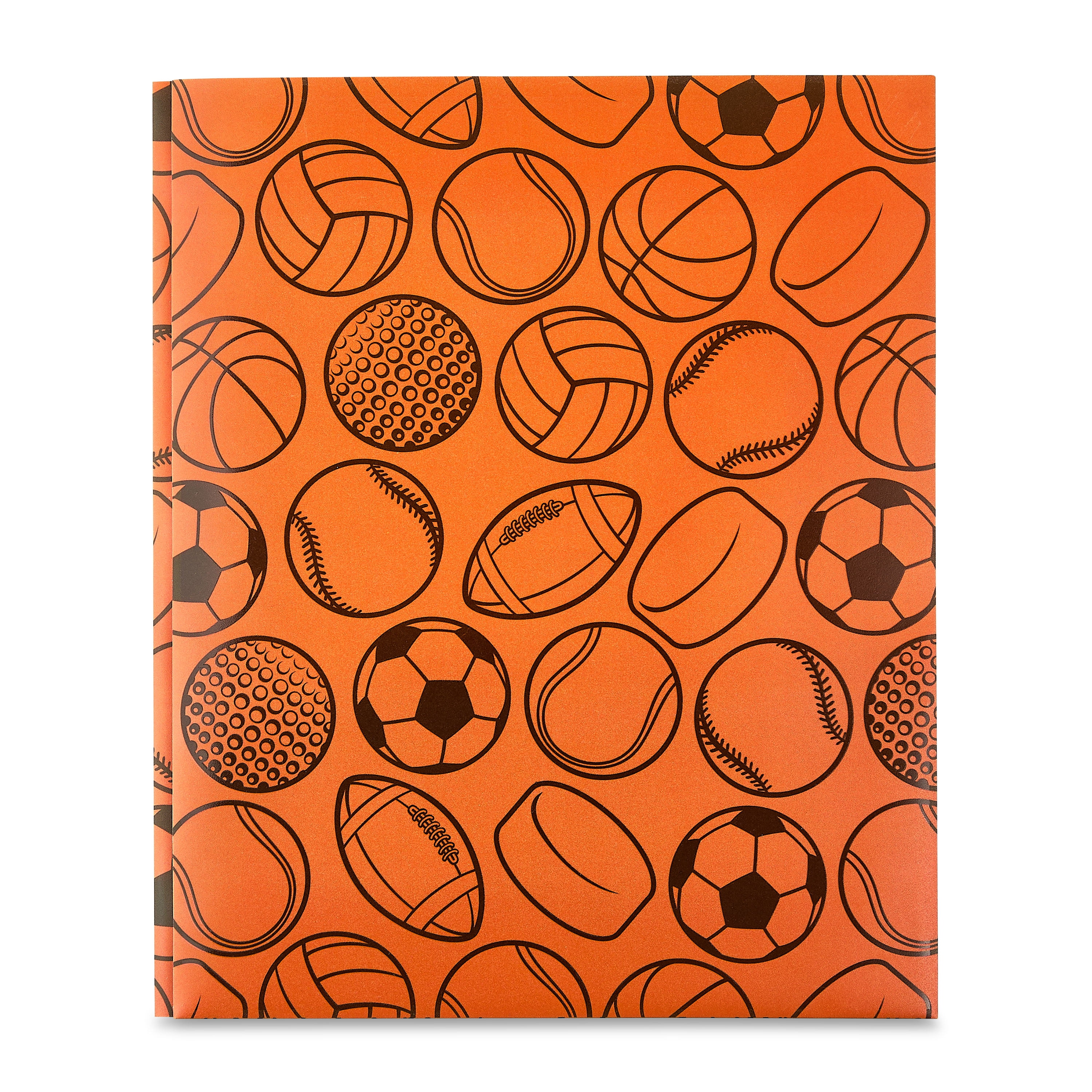 Pen+Gear 3-Prong 2-Pocket Poly Folder, 9.4" x 11.4", Orange and Black Sports
