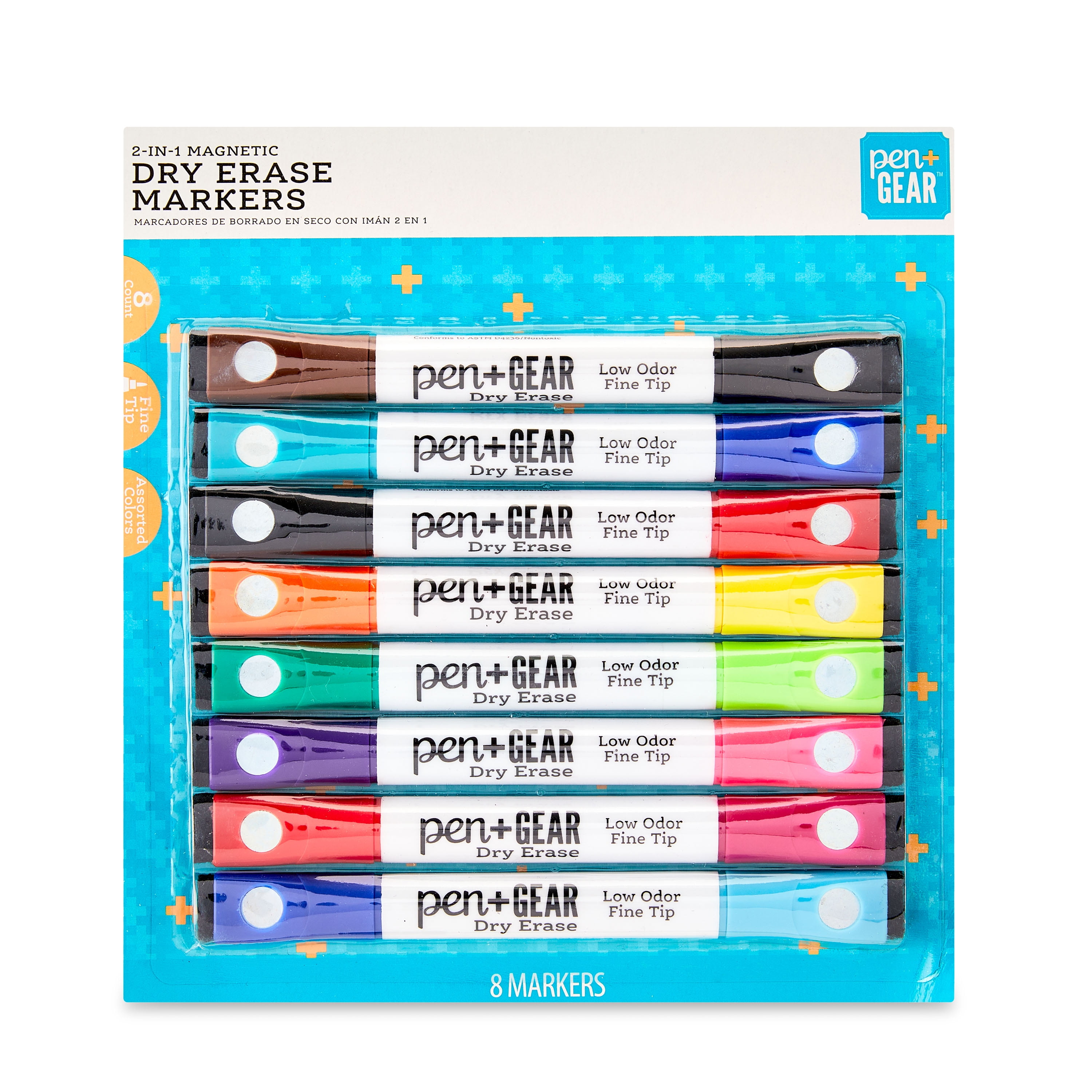 Pen+Gear 2in1 Dry Erase Markers, Assorted Colors, Dual Tip