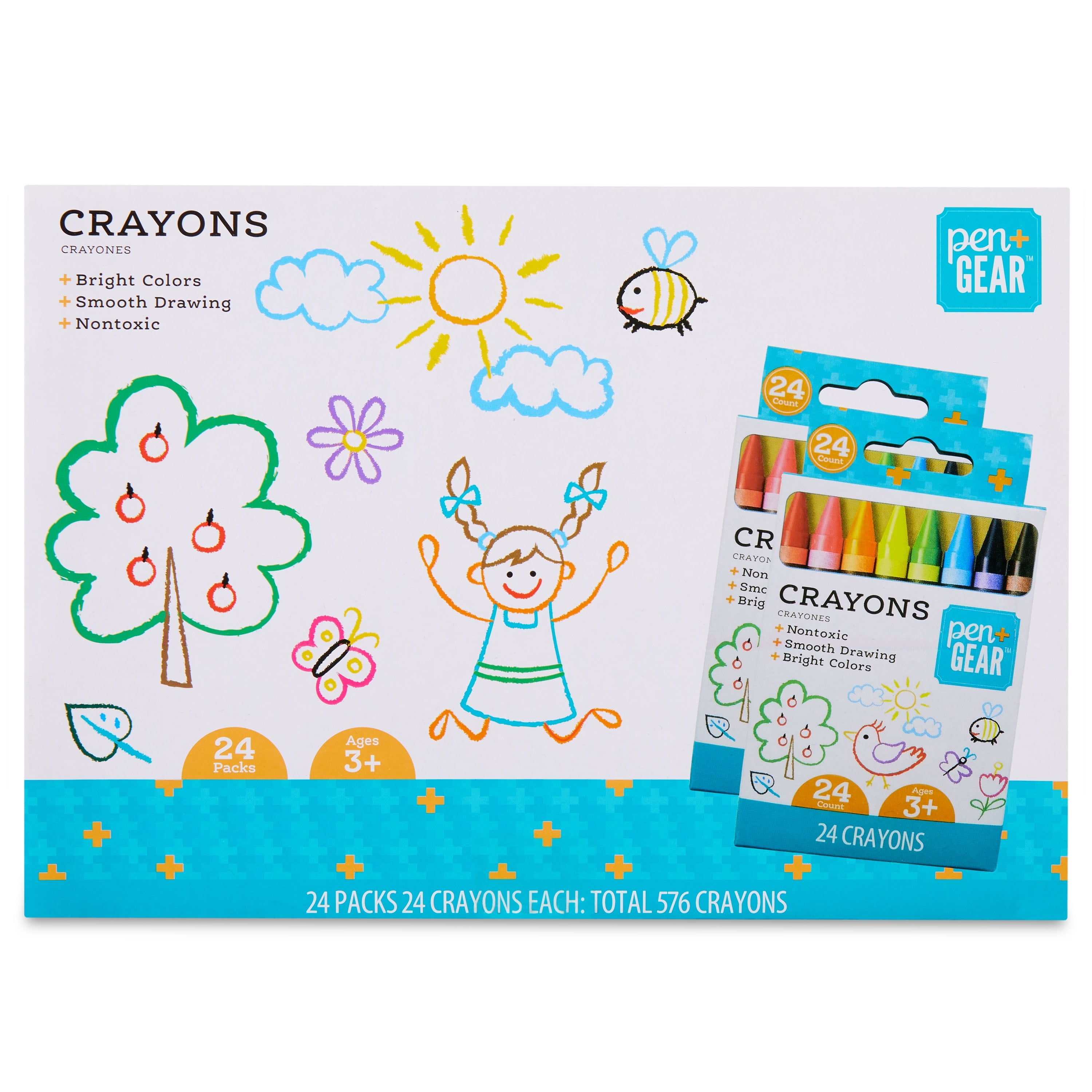 Pen + Gear Classic Crayons, 24 Piece Count, Assorted Colors(2 PK