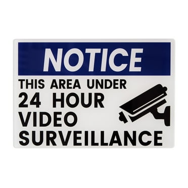 Pen+Gear 24 Hour Video Surveillance Sign, 4x6 inches- White, Weather-Resistant