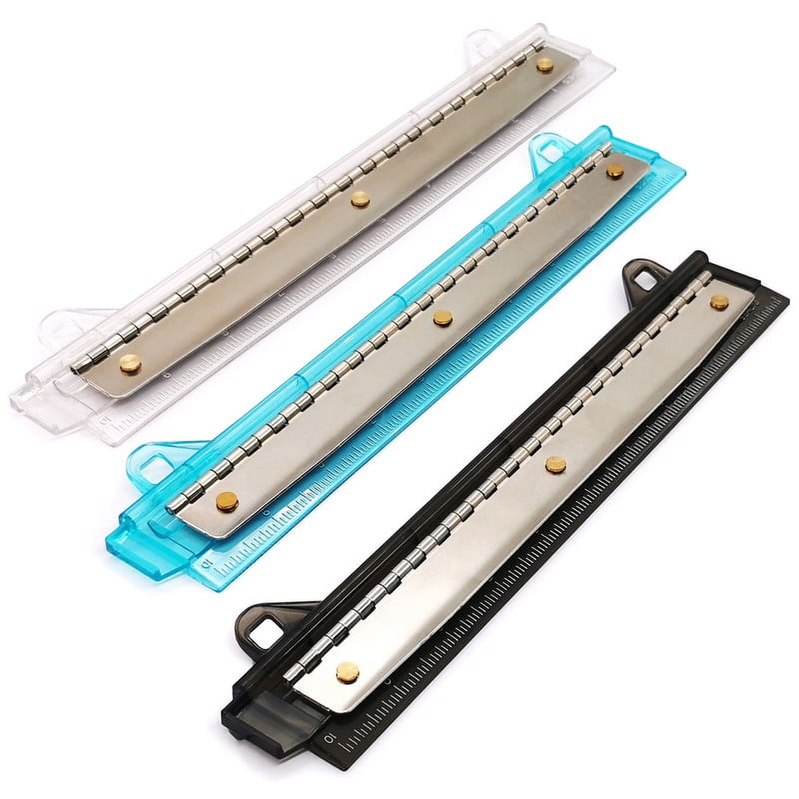 Emraw 3 Hole Puncher W/Punch Tray & Plastic Ruler Fits 3 Ring Binder(3Pk)