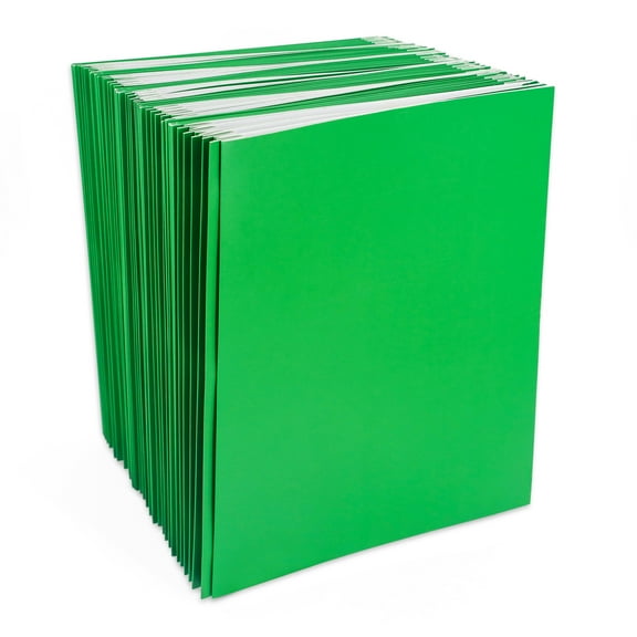 Pen + Gear 3-Prong Paper Portfolios with Pockets, 50-Count, Green, Letter Size