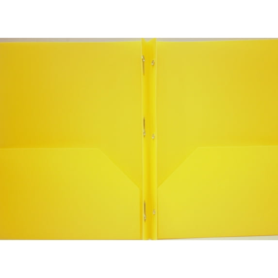 Pen+Gear Letter Size, 3-Prong, 2-Pocket Poly Folder, 9.4” x 11.4”, Yellow