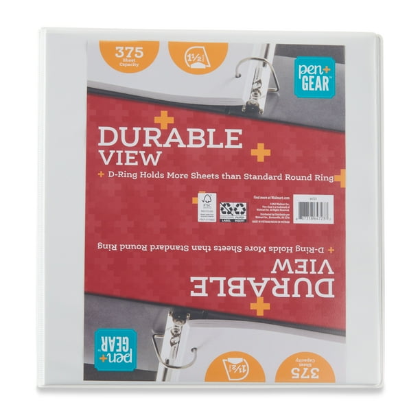 Pen+Gear 3Ring Durable View Binder, 1.5 inch Slanted DBinder Rings