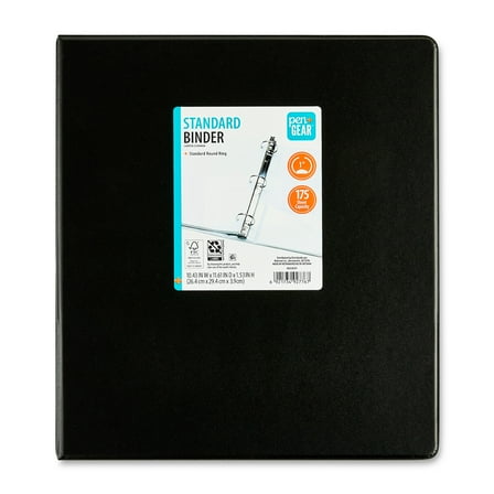 Pen+Gear 1" 3-Ring Standard Binder, Black