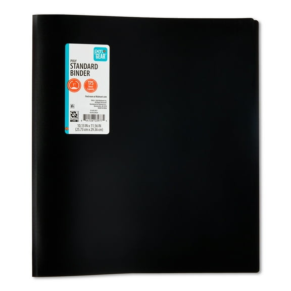 Pen+Gear Poly Standard 1" Round-Ring Binder, Black