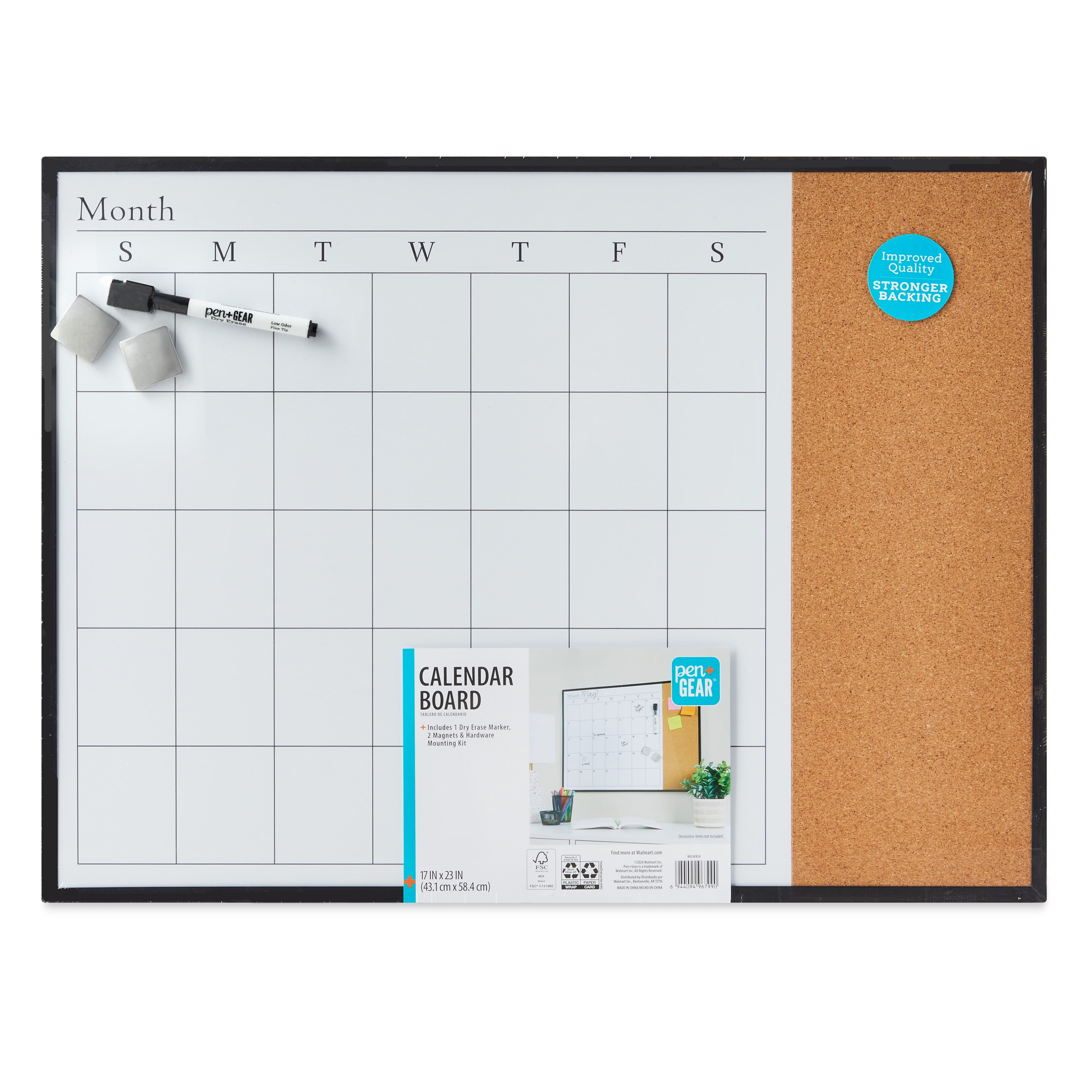 Walmart exclusive discounts  Pen+Gear 3 in1 Whiteboard Calendar,17" x 23" x 0.2", 1 Pack