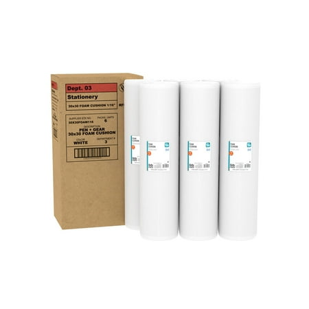 Pen+Gear 30 in. x 30 ft. Foam Cushion, White, 6-Roll Case