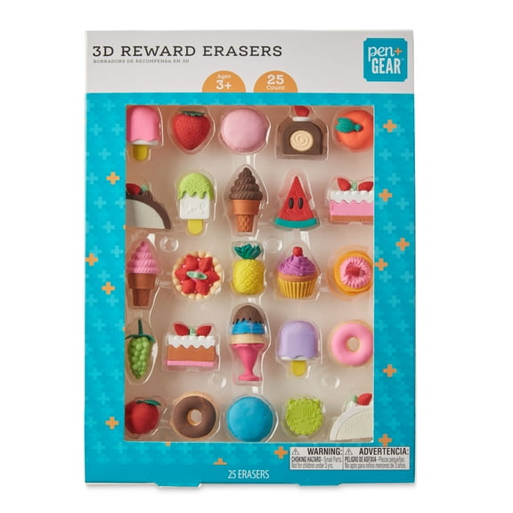 Pen+Gear 3D Eraser Pals, Treats Theme, 25 Count, Multicolor