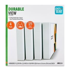 Pen+Gear Durable View D-Ring Binders, 1.5 in, White, 4 Count