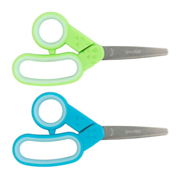 Pen and Gear Kids Scissors, 5, Blunt, School Supplies for Kids 5+, Light  Blue/Green, Pack of 2
