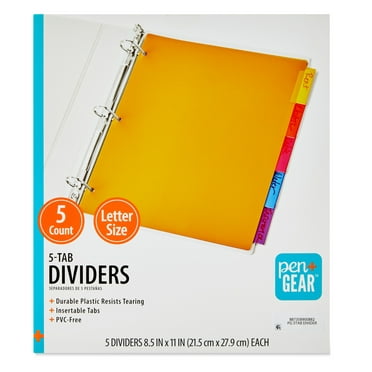 Pen+Gear 5-Tab Durable Dividers Without Pockets, 8.5" x 11"