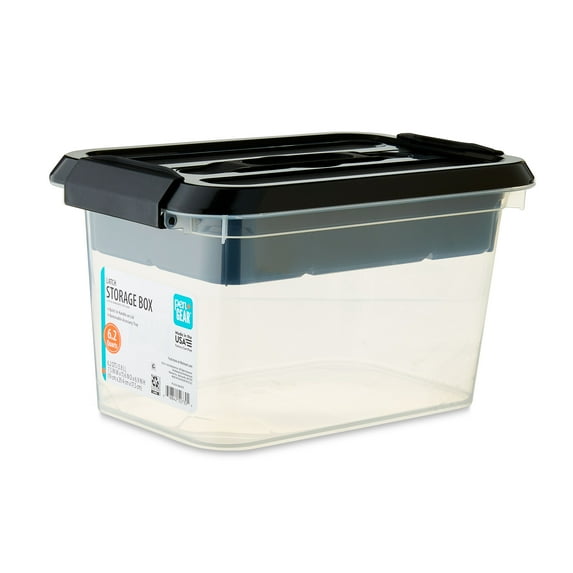 Pen+Gear 6.2 Quart Plastic Latch Storage Box, Clear with Black Lid, All Ages