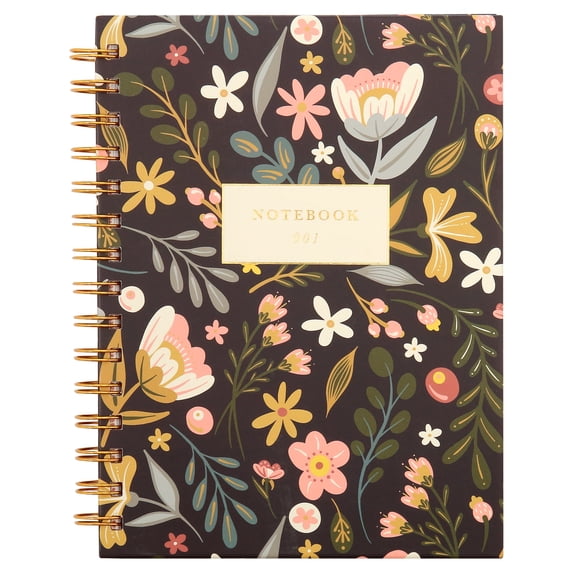 Pen+Gear 6.4 in x 8 in Floral Hardcover Journal with Twin-Wire Spiral Binding, 192 Ruled Pages, Sticker Sheet and Pocket