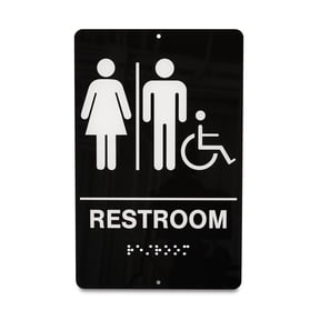 Pen+Gear Restroom Sign- 6x9 inch ,High Visibility Black, Durable Acrylic
