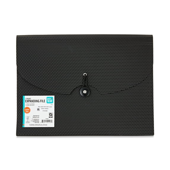 Pen+Gear 7-Pocket Poly Expanding File, Textured Black