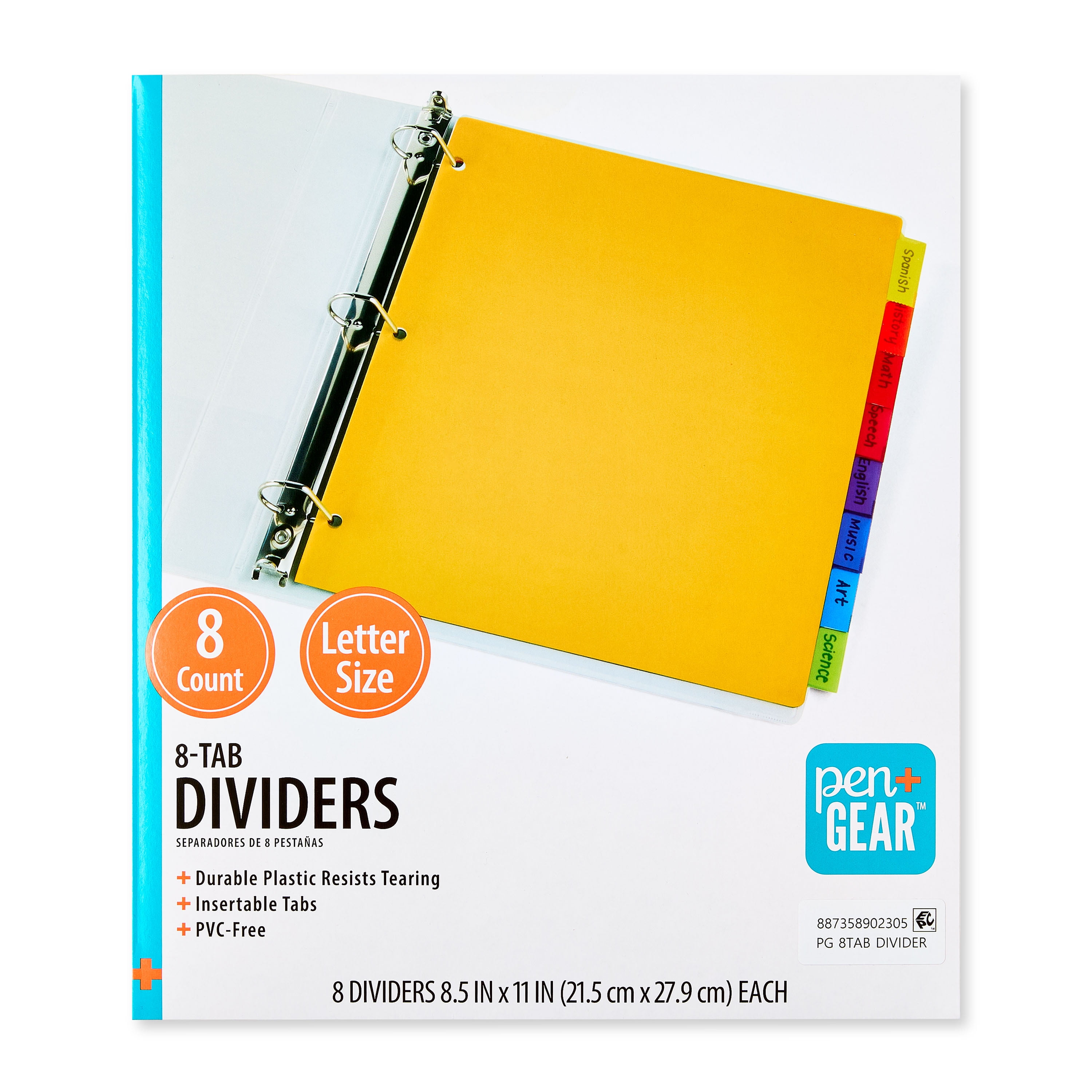Pen+Gear 8-Tab Letter Size Dividers 8 Count with 8.5x11 Inch