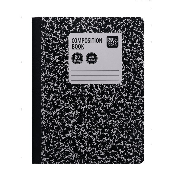 Pen+Gear Composition Book, Wide Ruled, 7.5"x 9.75", Marble Design, Paper Cover, 80 Sheets