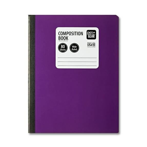 Pen+Gear Wide Rule Composition Book, 7.5" x 9.75", Purple, 80 Sheets, New