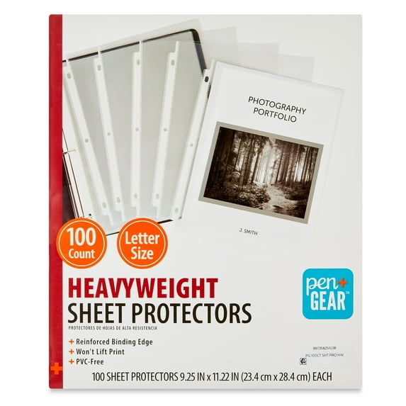 Pen+Gear, Letter Size Heavyweight Sheet Protectors, 9.25-inch x 11.22-inch, 100 Count